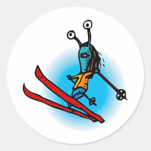 Ski Jump Alien Sister Ronde Sticker (Voorkant)