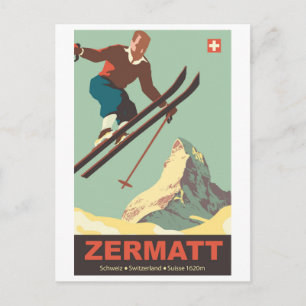Ski Jump op Zermatt, Zwitserland Briefkaart