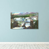 Ski Jumper gaat van de Olympische Ski Hill af Canvas Afdruk (Insitu (Houten vloer))