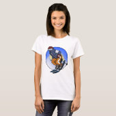 Ski jumper met Skis Ski pet en bril T-shirt (Voorkant volledig)