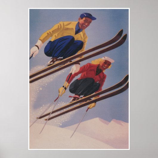 Ski Jumpers Retro  Ski Poster (Voorkant)