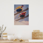 Ski Jumpers Retro  Ski Poster (Keuken)