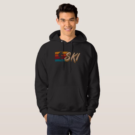 Ski Jumping Vacation Retro Skier Hoodie (Voorkant volledig)