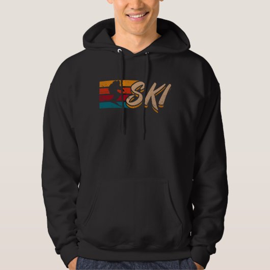 Ski Jumping Vacation Retro Skier Hoodie (Voorkant)