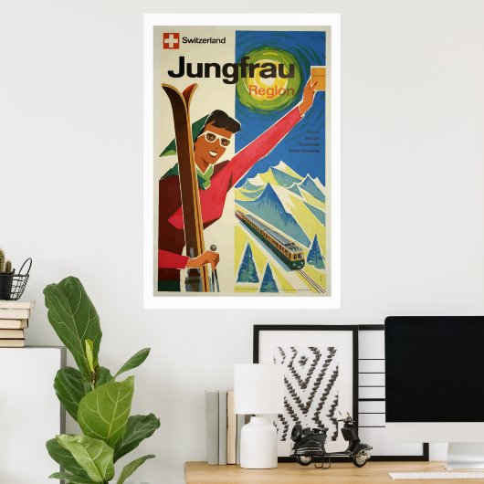  Ski Jungfrau Zwitserland Reisposter Art Poster (Thuiskantoor)