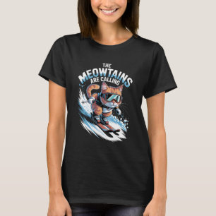 Ski Kat De Meowtains Roepen Skiloper Grappig Skien T-shirt