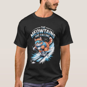 Ski Kat De Meowtains Roepen Skiloper Grappig Skiën T-shirt