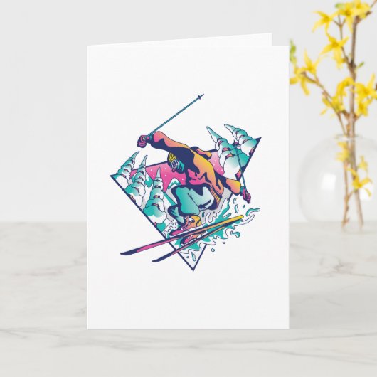 Ski kerel kaart (Gele Bloem)