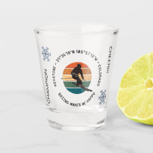 Ski Keystone, Colorado - Man skiër, zwarte tekst Shot Glas