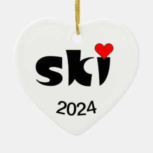 Ski klein hart keramisch ornament