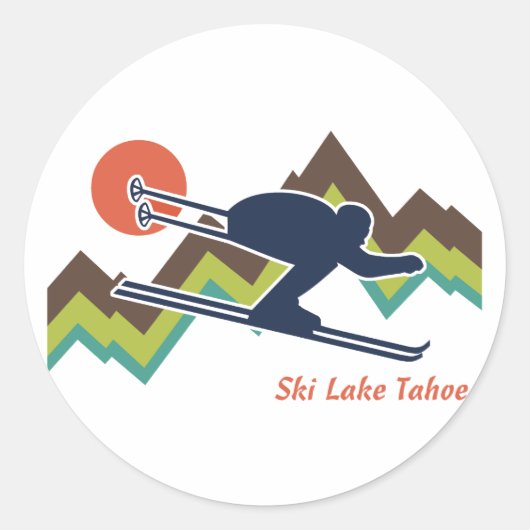 Ski Lake Tahoe Ronde Sticker (Voorkant)