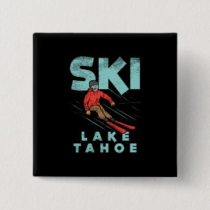 Ski Lake Tahoe Vierkante Button 5,1 Cm