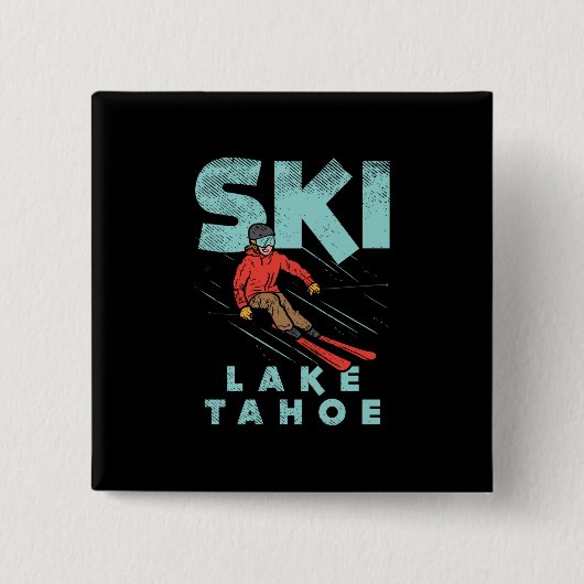 Ski Lake Tahoe Vierkante Button 5,1 Cm (Voorkant)