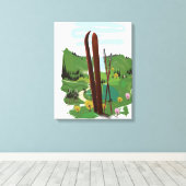 Ski landschap canvas afdruk (Insitu (Houten vloer))