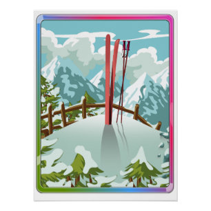 Ski landschap cartoon perfect poster