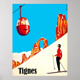 Ski lift in Tignes, Frankrijk Poster