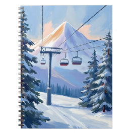 Ski Lift | Mountain Winter Watercolor Skiing Notitieboek