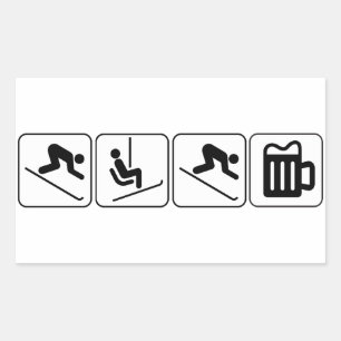 Ski, Lift, Ski, Drink! Rechthoekige Sticker