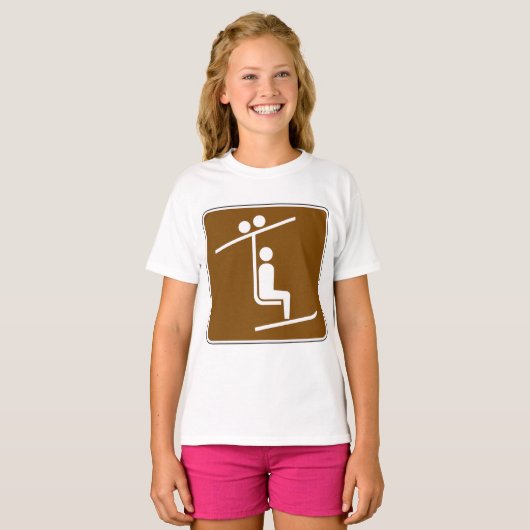 Ski Lift Symbol Rustic Winter Sports Icon T-shirt (Voorkant volledig)