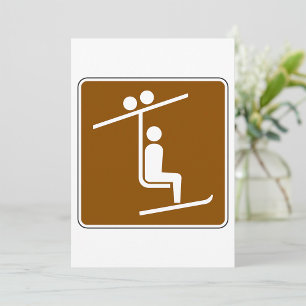 Ski Lift Symbool Rustieke Wintersporten Icoon Kaart
