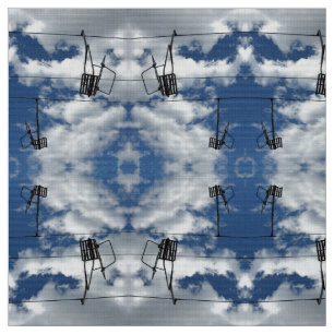 Ski Lifts and Cloudy Sky Photo Fabric Stof