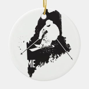 Ski Maine Keramisch Ornament