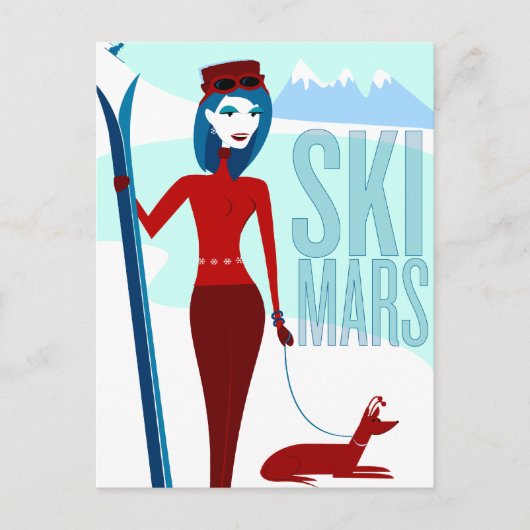 Ski Mars-kaarten Briefkaart (Voorkant)