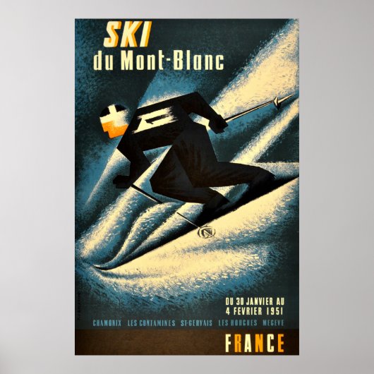 Ski Mont Blanc 1951 Poster van het Franse kiemen (Voorkant)