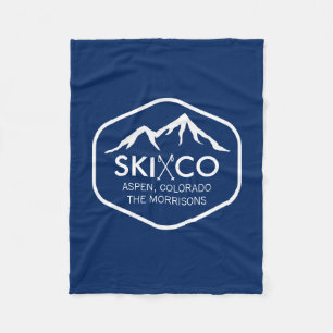  Ski Mountain, Aspen CO, retro skistolen Fleece Deken