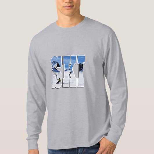 SKI - Mountain Slope Typography Design T-shirt (Voorkant)