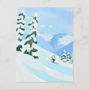 Ski Mountain sneeuw Briefkaart
