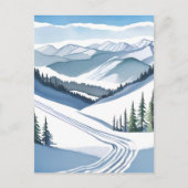 Ski Mountain Waterverf Briefkaart (Voorkant)