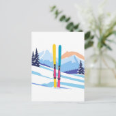 Ski Mountain Winter Waterverf Briefkaart (Staand voorkant)