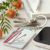 Ski NH Waterville Valley  Ski Illustratie Sleutelhanger (Voorkant Rechts)