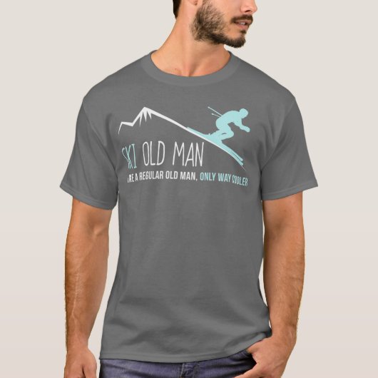 Ski Old Man Funny Cute Winter Skiing Gift T-shirt (Voorkant)