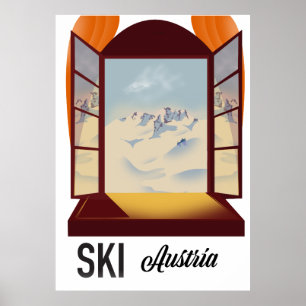 Ski Oostenrijk raam reisposter. Poster