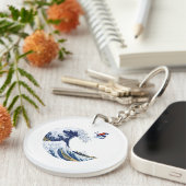 Ski op de Grote Golf van Kanagawa Japans Sleutelhanger (Voorkant Rechts)