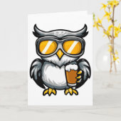 Ski Owl With Beer Apres Ski Comic Kaart (Gele Bloem)