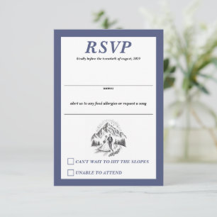 Ski paar bruiloft RSVP kaartje