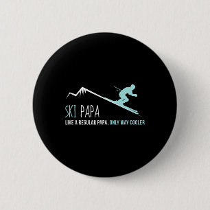 Ski Papa T-shirt, Grappig leuk winters ski-cadeau  Ronde Button 5,7 Cm
