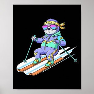 Ski Patrol Luiaard Retro 80s Alpine Vibe Sneeuw Be Poster