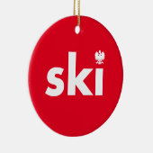 Ski Poland Achternaam kerstversiering Keramisch Ornament (Rechts)