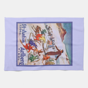  Ski Poster, Arlberg, St Anton Theedoek