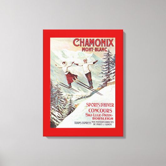 Ski Poster, Chamonix Mont Blanc Canvas Afdruk (Voorkant)