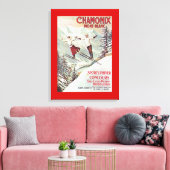 Ski Poster, Chamonix Mont Blanc Canvas Afdruk (Insitu (Woonkamer))