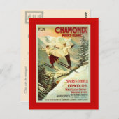  Ski Poster, Chamonix, Mt Blanc Briefkaart (Voorkant / Achterkant)