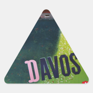Ski poster, Davos, Zwitserland Driehoek Sticker