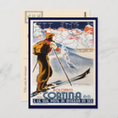  Ski-Poster,    Dolomites, Cortina Briefkaart (Voorkant / Achterkant)