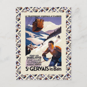 Ski Poster, Frankrijk, St Gervais les Bains Briefkaart