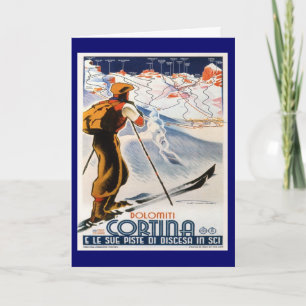 Ski Poster, Italië, Dolomites Cortina Feestdagen Kaart